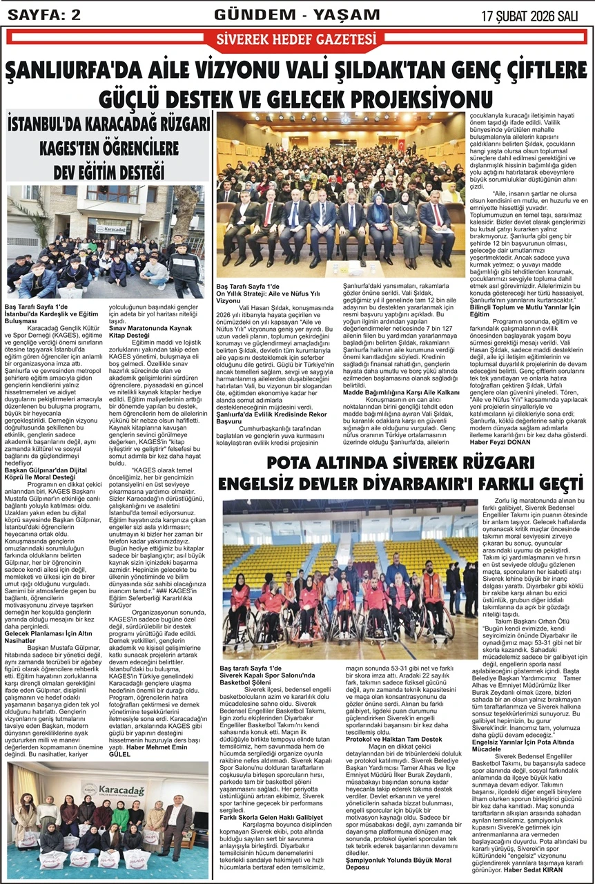 17.02.2026 Tarihli Gazetemiz