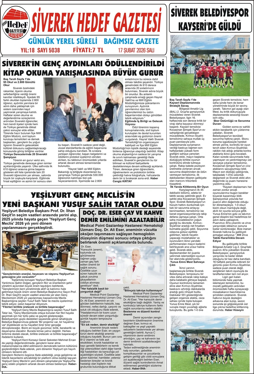 17.02.2026 Tarihli Gazetemiz