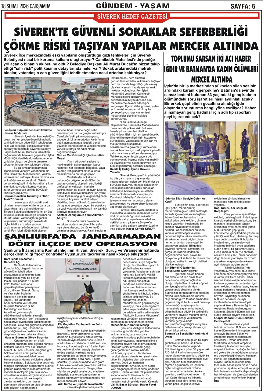 18.02.2026 Tarihli Gazetemiz