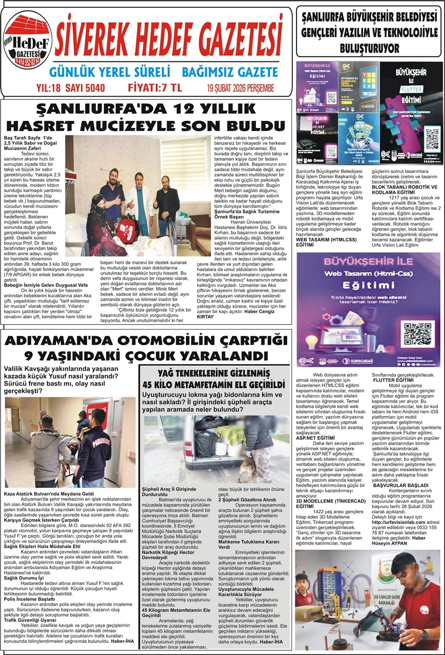 19.02.2026 Tarihli Gazetemiz