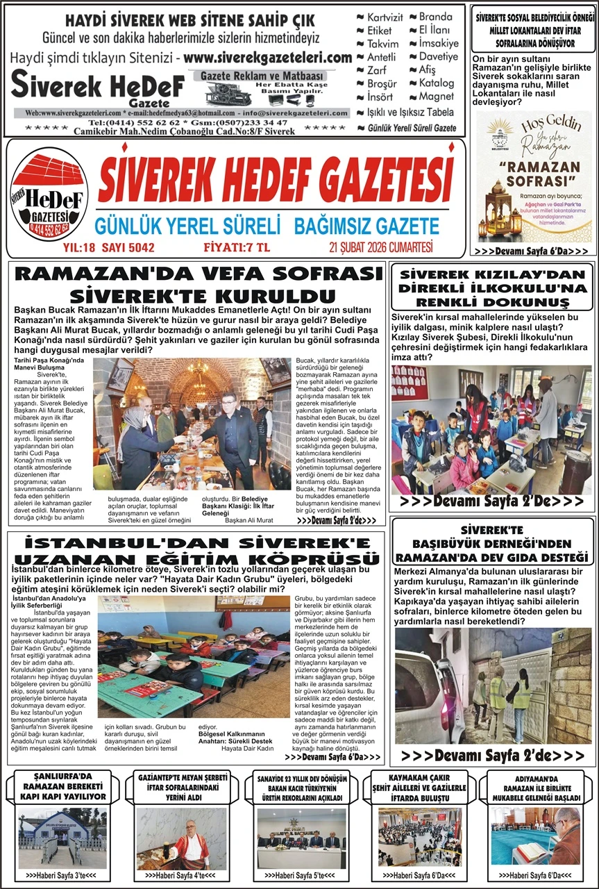 21.02.2026 Tarihli Gazetemiz