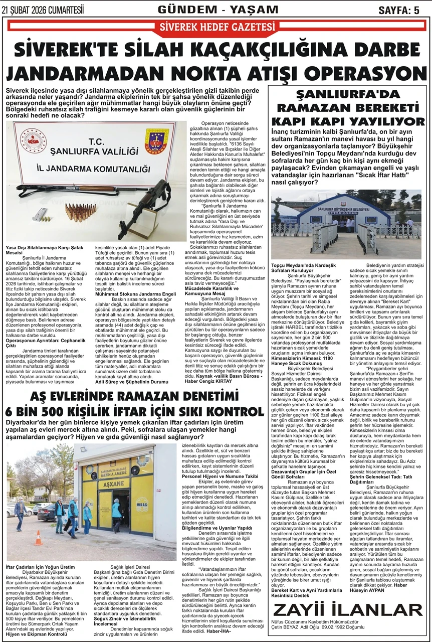 21.02.2026 Tarihli Gazetemiz