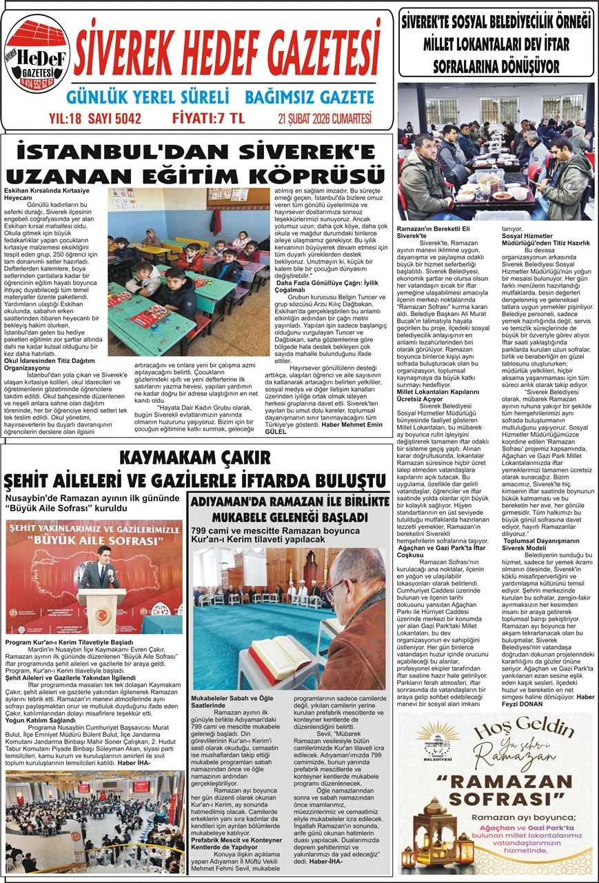 21.02.2026 Tarihli Gazetemiz