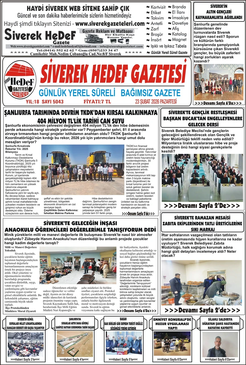 23.02.2026 Tarihli Gazetemiz