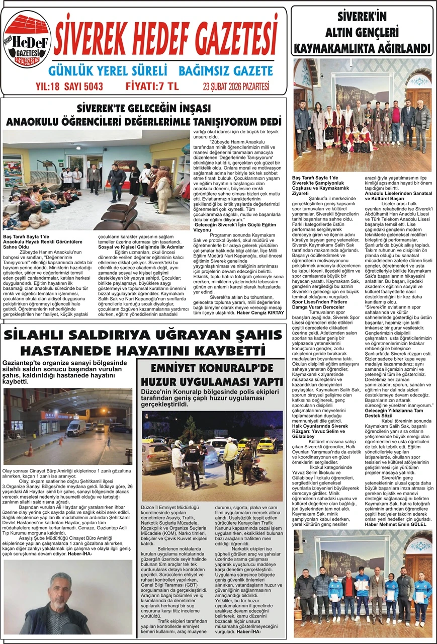 23.02.2026 Tarihli Gazetemiz