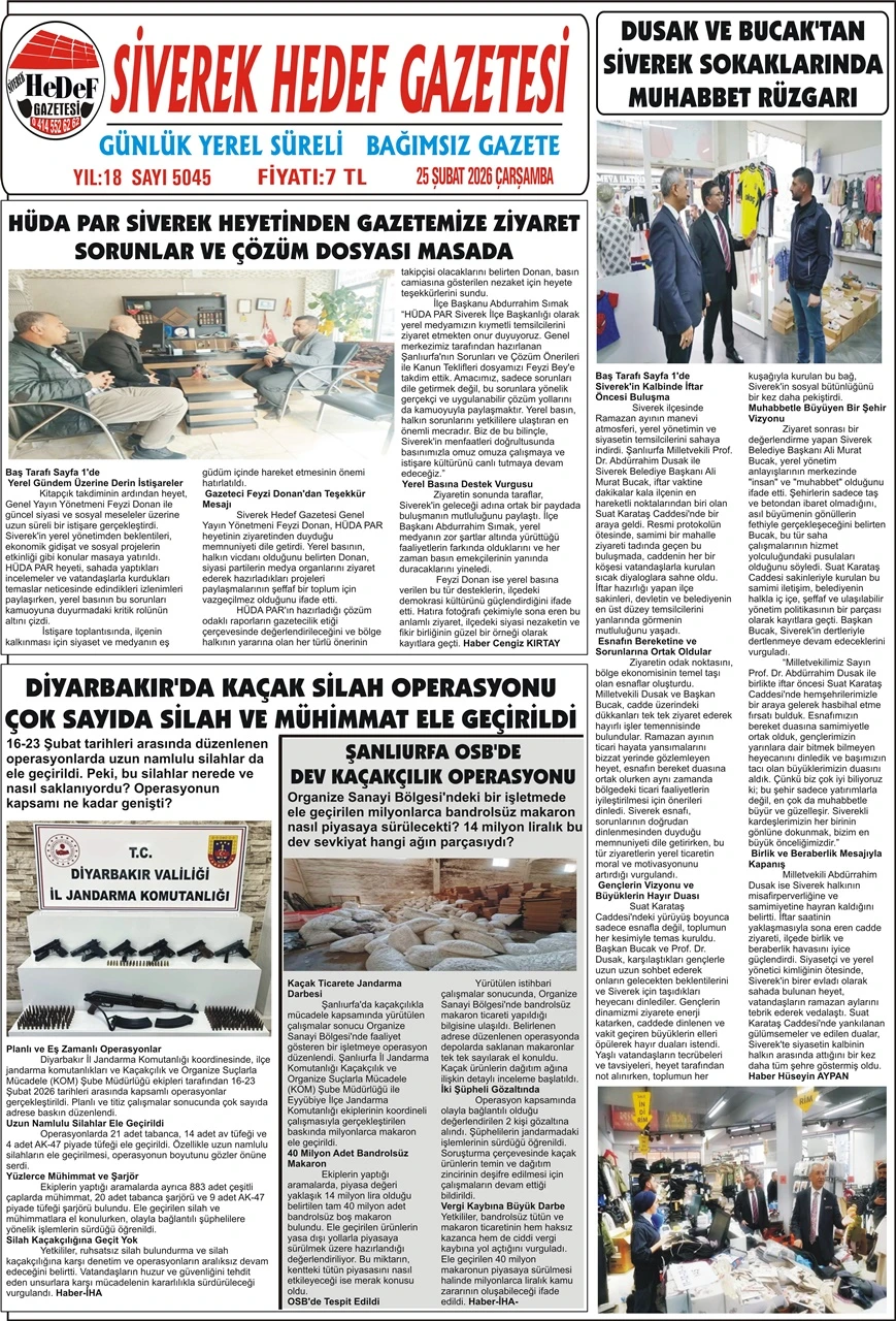 25.02.2026 Tarihli Gazetemiz