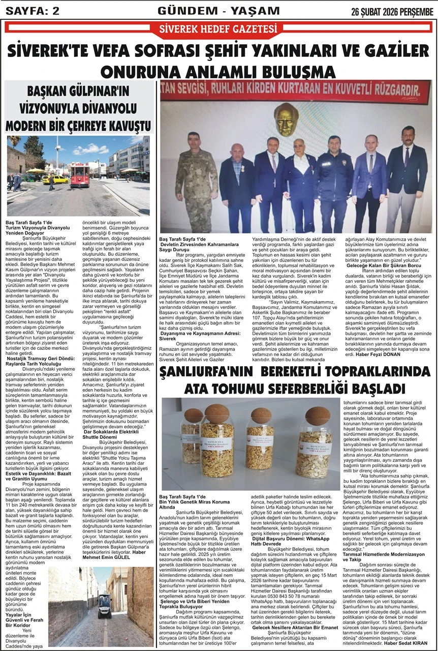 26.02.2026 Tarihli Gazetemiz
