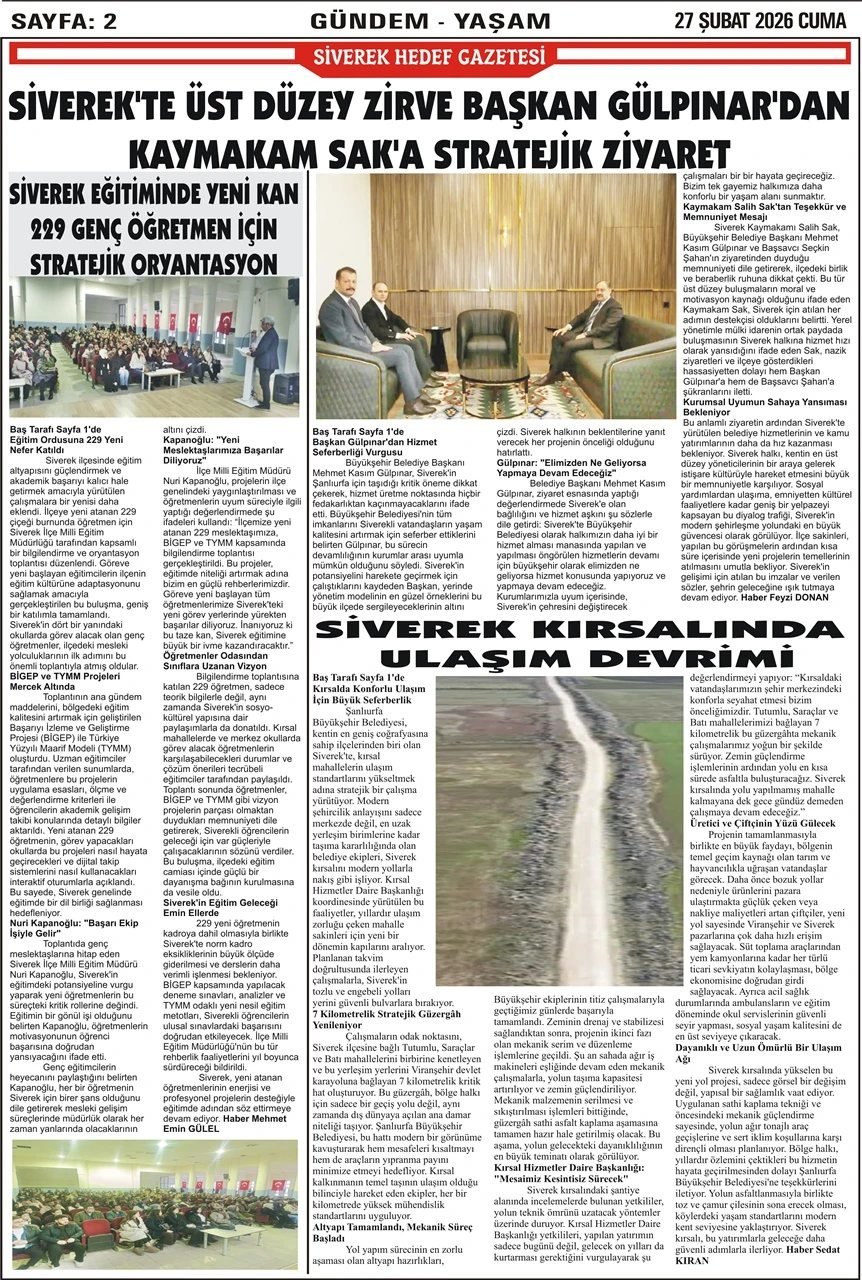 27.02.2026 Tarihli Gazetemiz