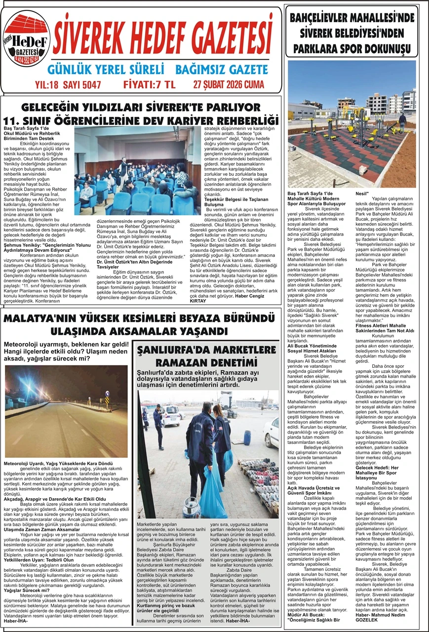 27.02.2026 Tarihli Gazetemiz