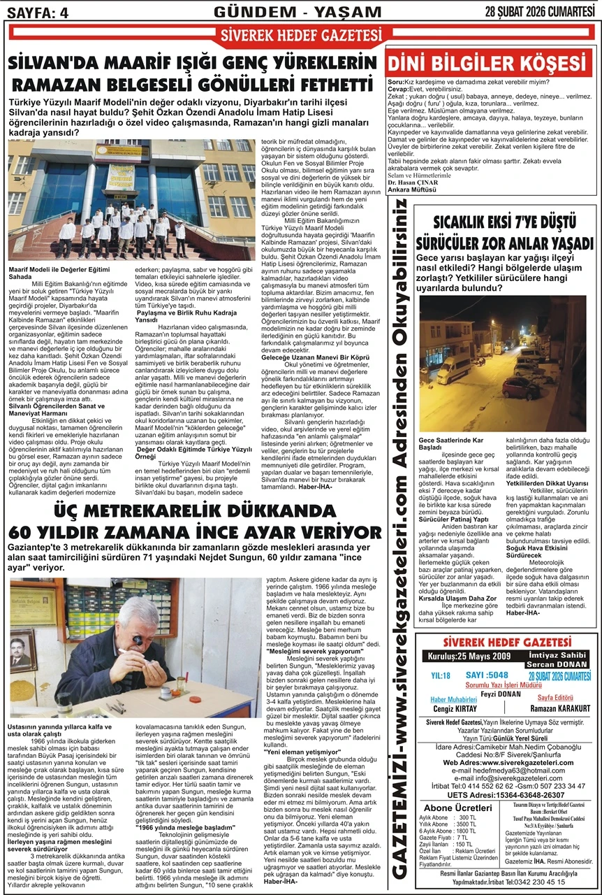 28.02.2026 Tarihli Gazetemiz
