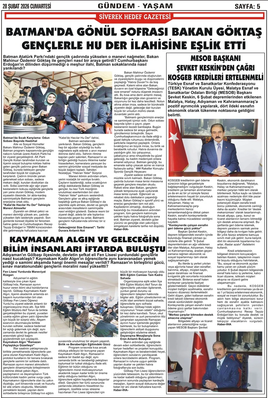 28.02.2026 Tarihli Gazetemiz