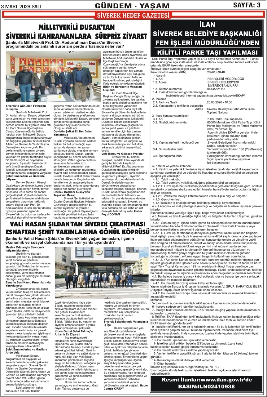 03.03.2026 Tarihli Gazetemiz