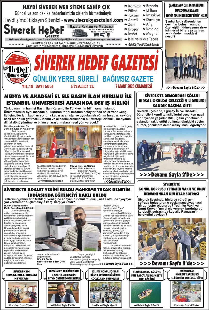07.03.2026 Tarihli Gazetemiz