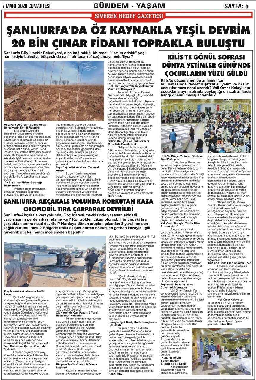 07.03.2026 Tarihli Gazetemiz