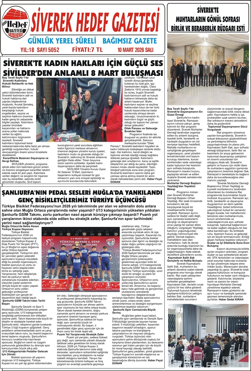 10.03.2026 Tarihli Gazetemiz