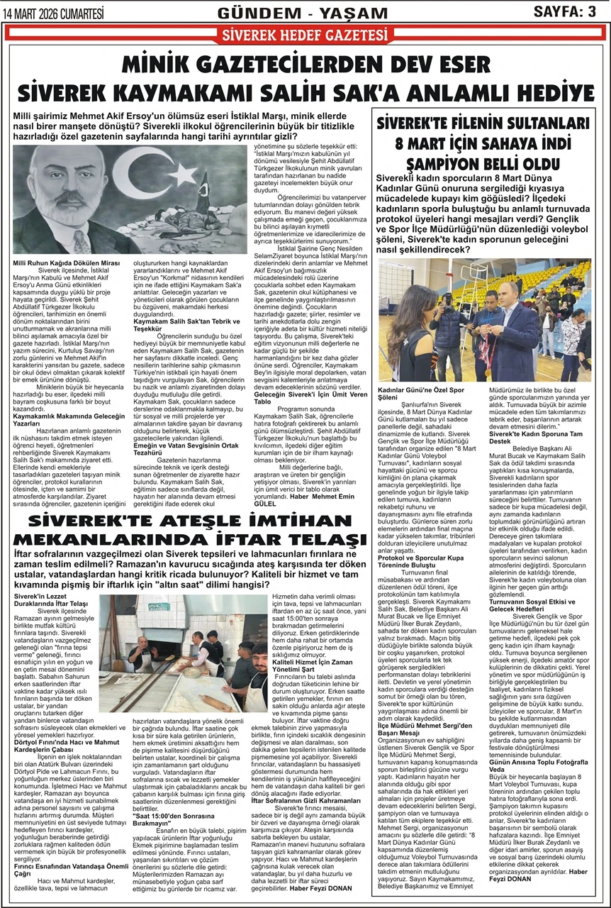 14.03.2026 Tarihli Gazetemiz