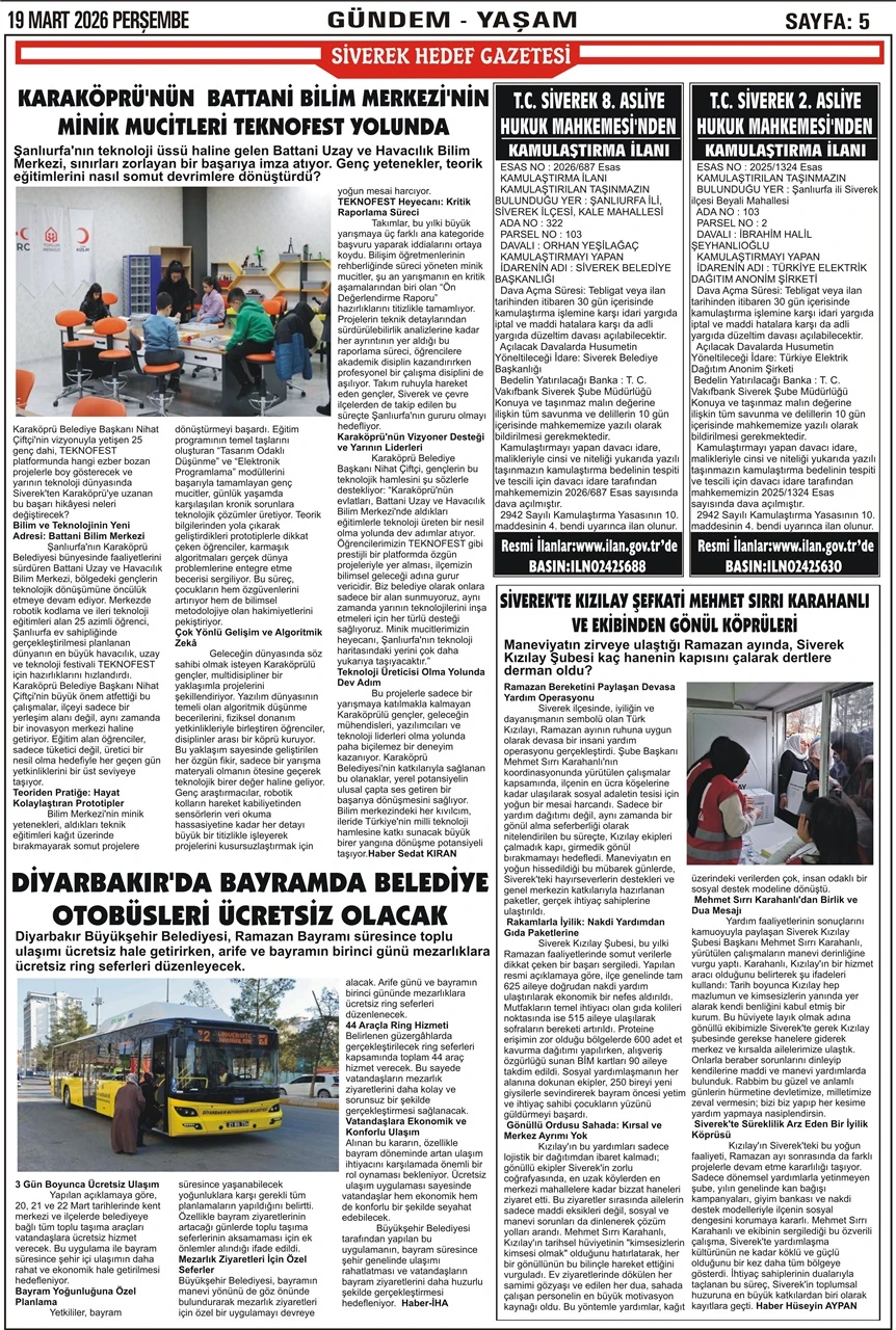 19.03.2026 Tarihli Gazetemiz