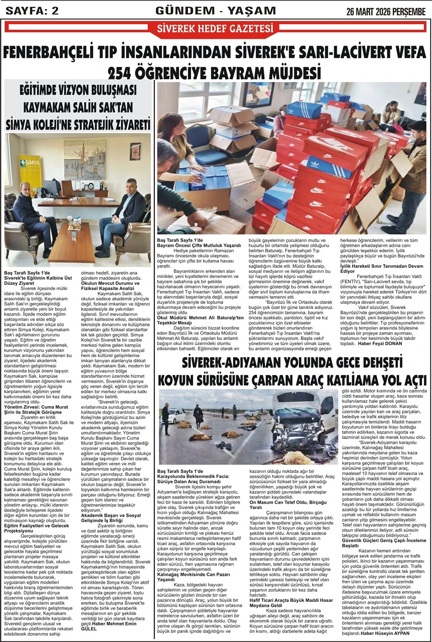 26.03.2026 Tarihli Gazetemiz