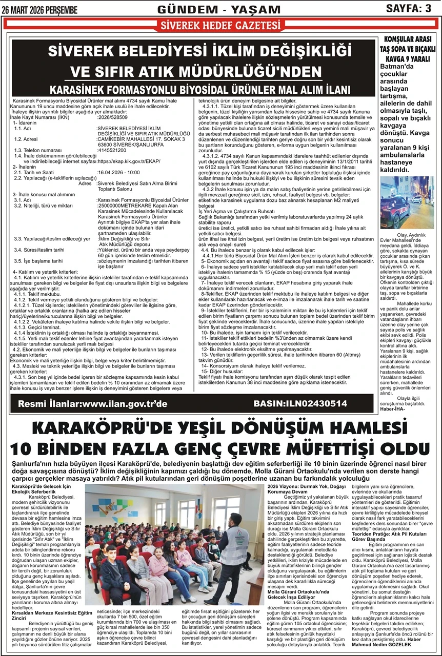 26.03.2026 Tarihli Gazetemiz