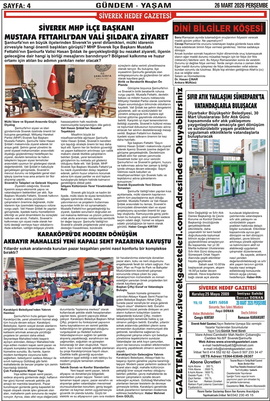 26.03.2026 Tarihli Gazetemiz