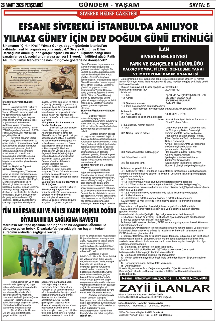 26.03.2026 Tarihli Gazetemiz