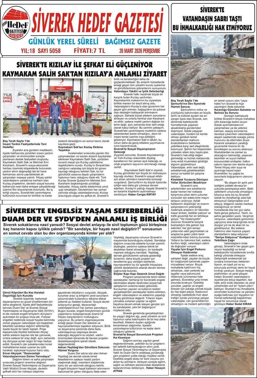 26.03.2026 Tarihli Gazetemiz