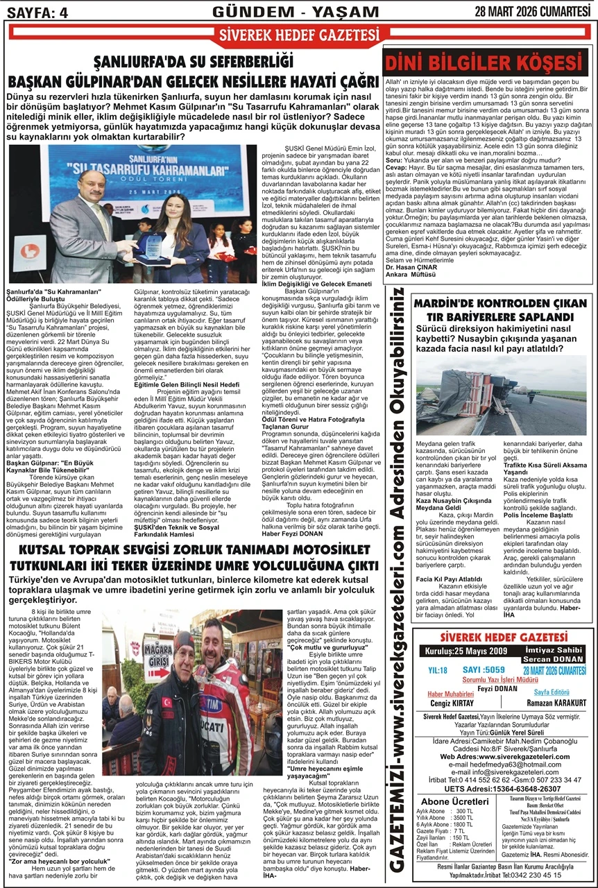 28.03.2026 Tarihli Gazetemiz