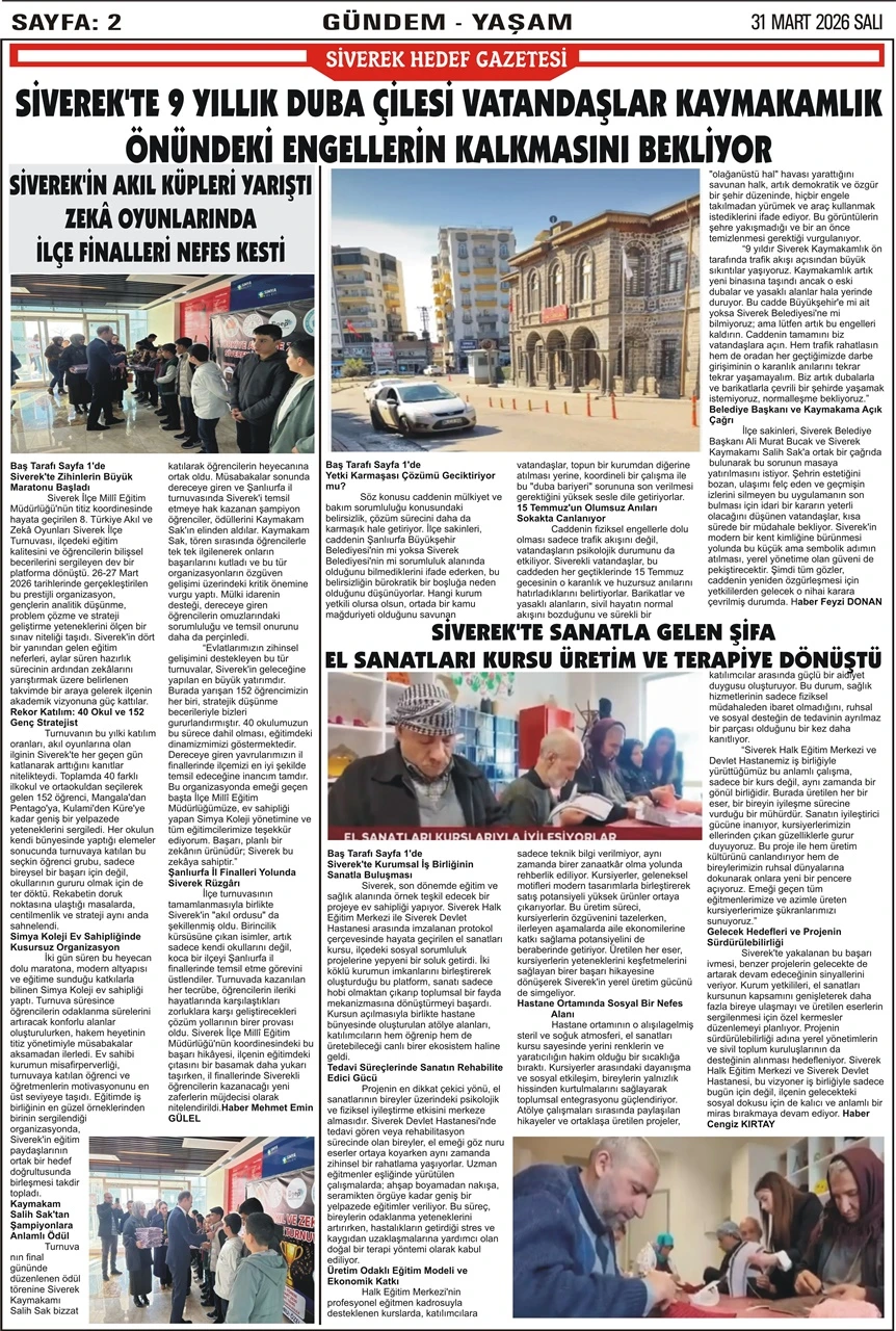 31.03.2026 Tarihli Gazetemiz