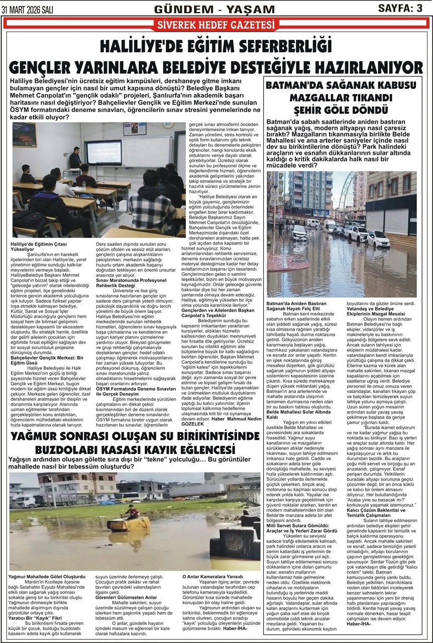 31.03.2026 Tarihli Gazetemiz