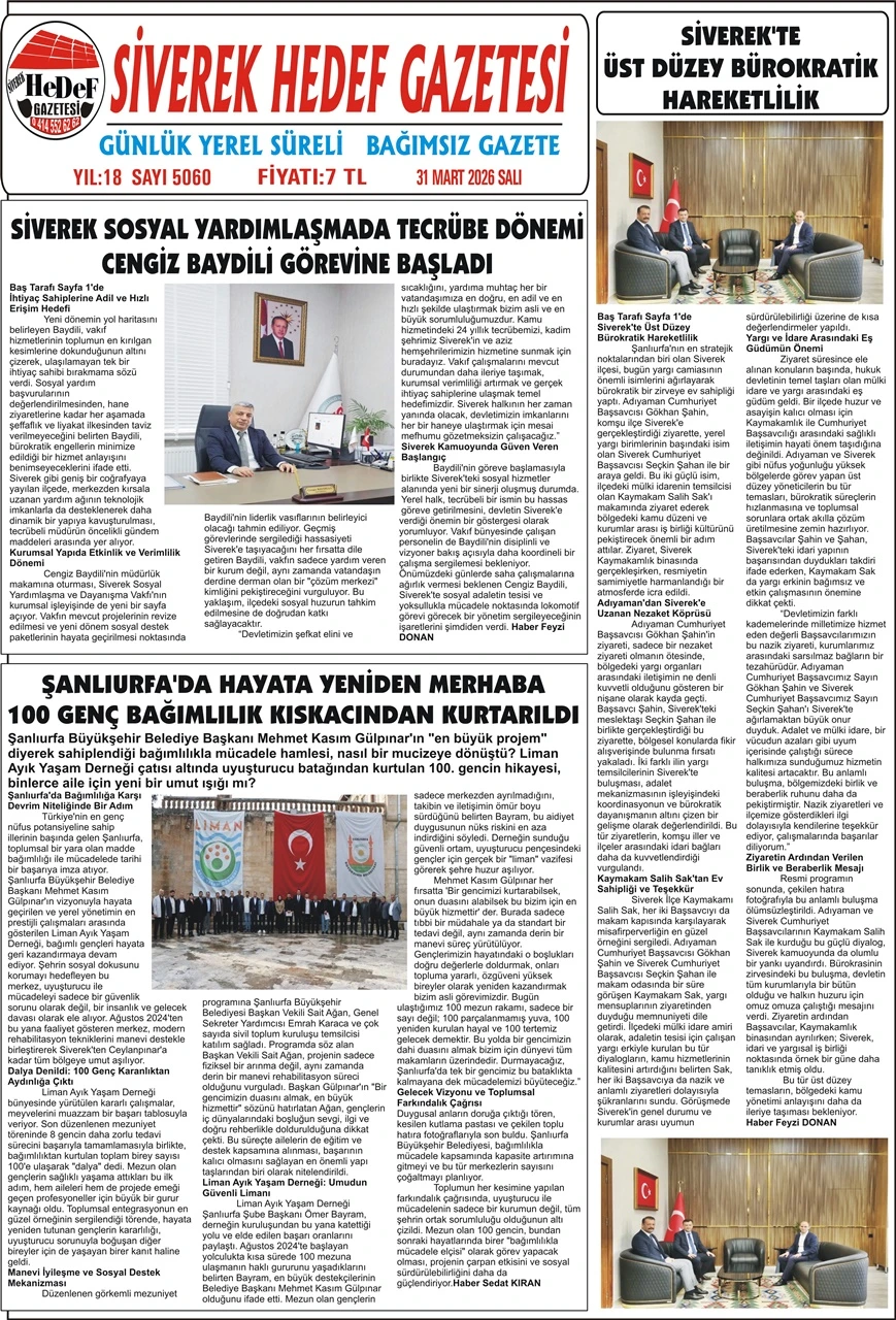 31.03.2026 Tarihli Gazetemiz