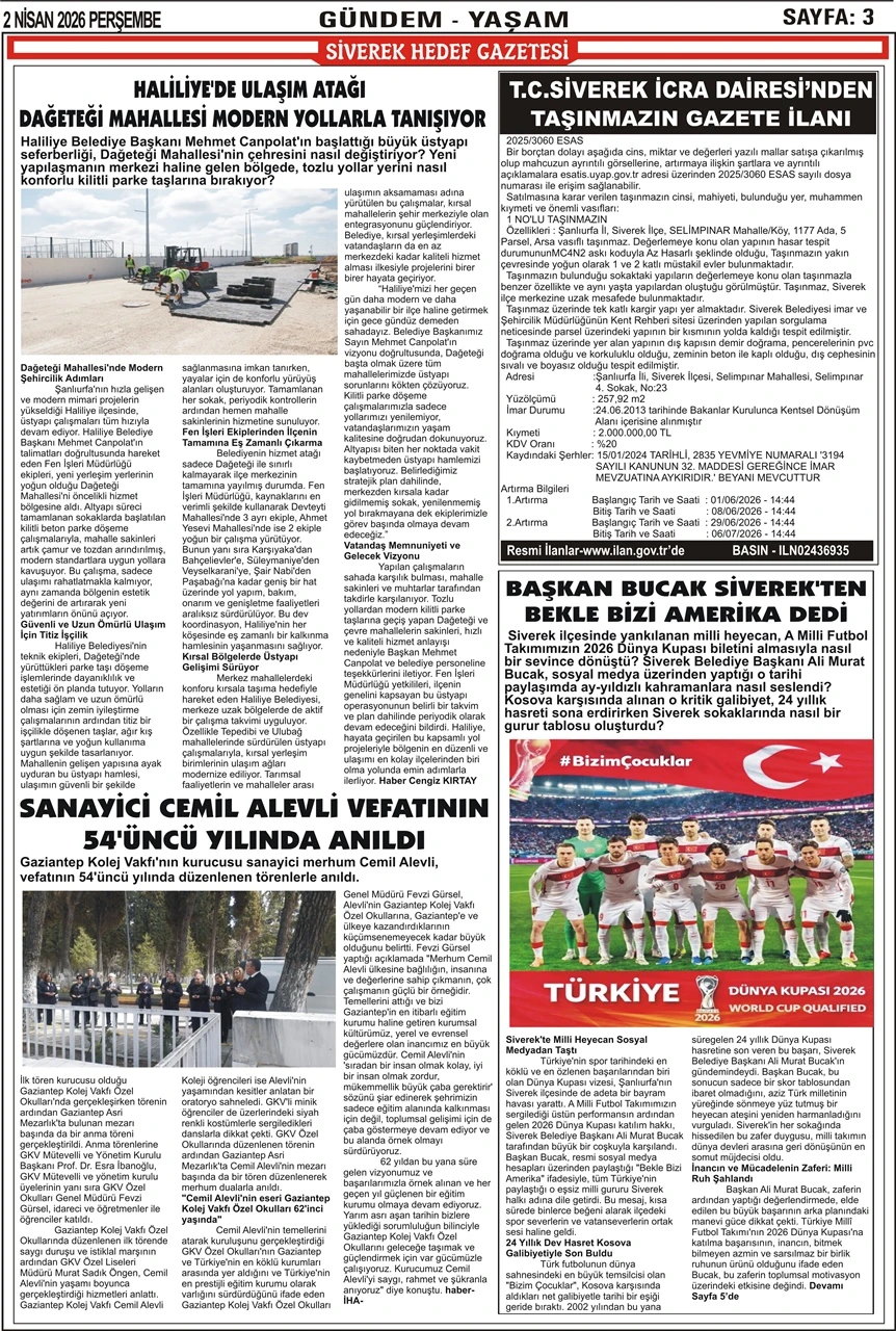 02.04.2026 Tarihli Gazetemiz