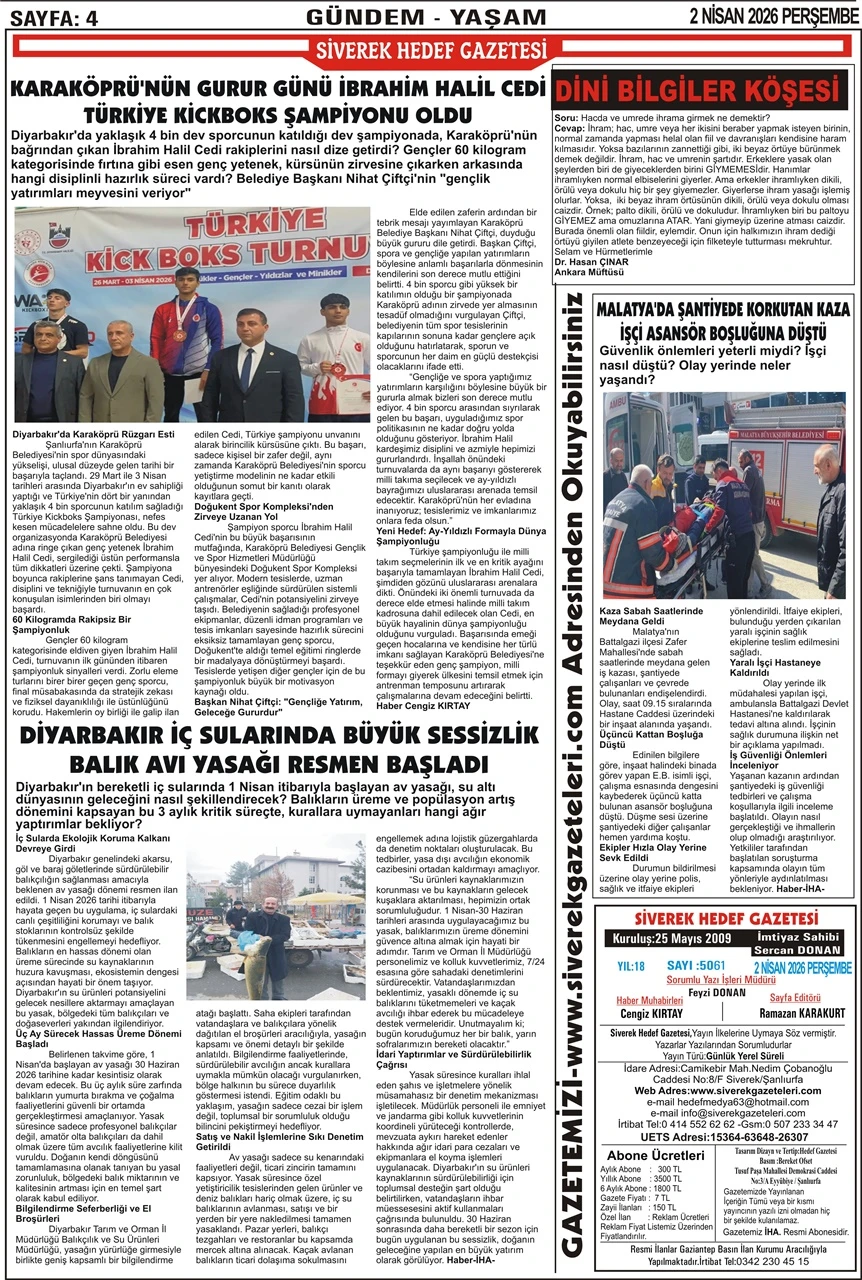 02.04.2026 Tarihli Gazetemiz
