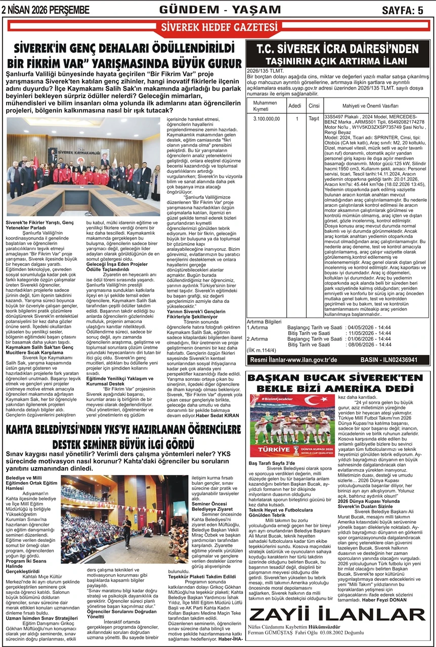 02.04.2026 Tarihli Gazetemiz