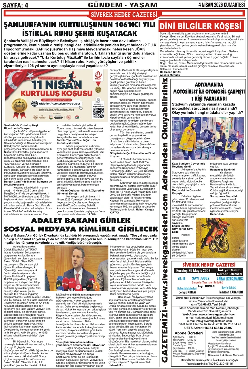 04.04.2026 Tarihli Gazetemiz