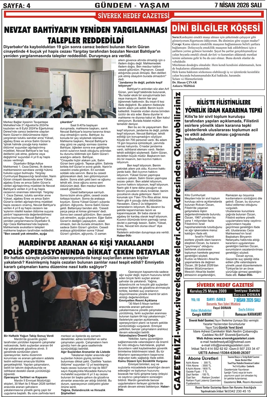 07.04.2026 Tarihli Gazetemiz