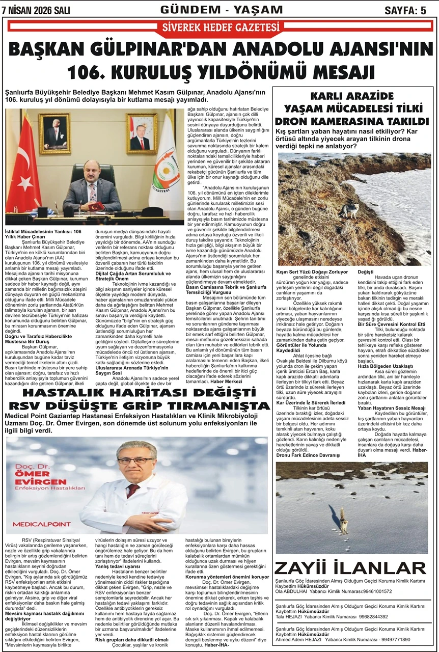 07.04.2026 Tarihli Gazetemiz