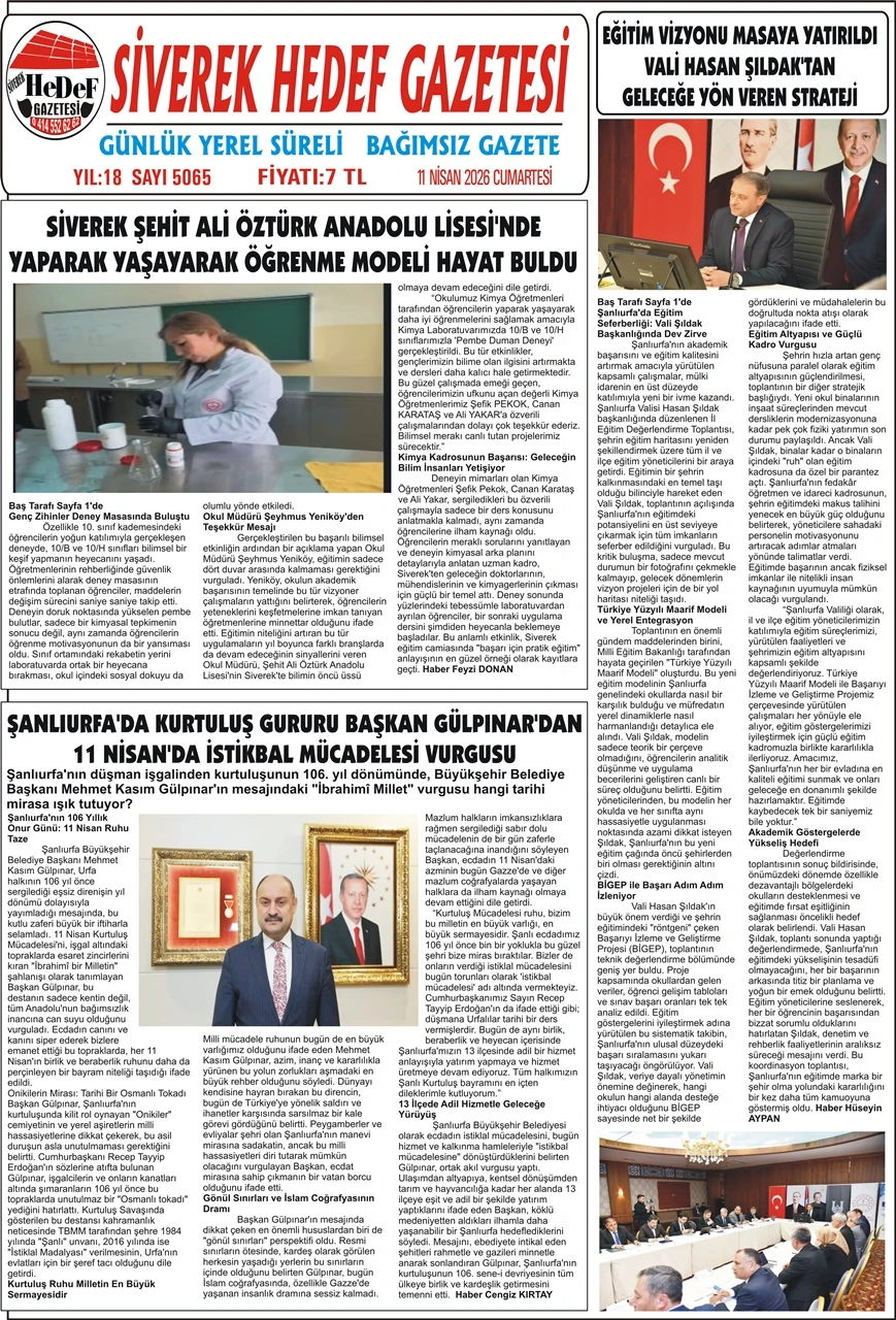 11.04.2026 Tarihli Gazetemiz