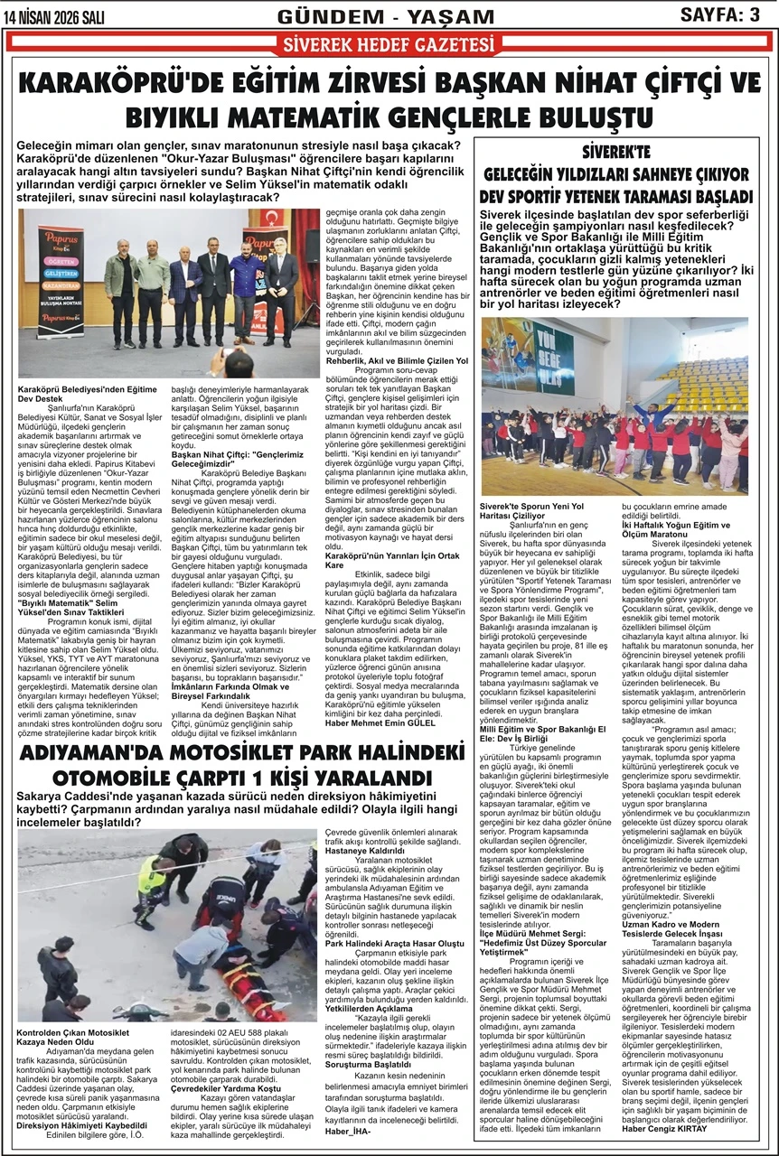 14.04.2026 Tarihli Gazetemiz