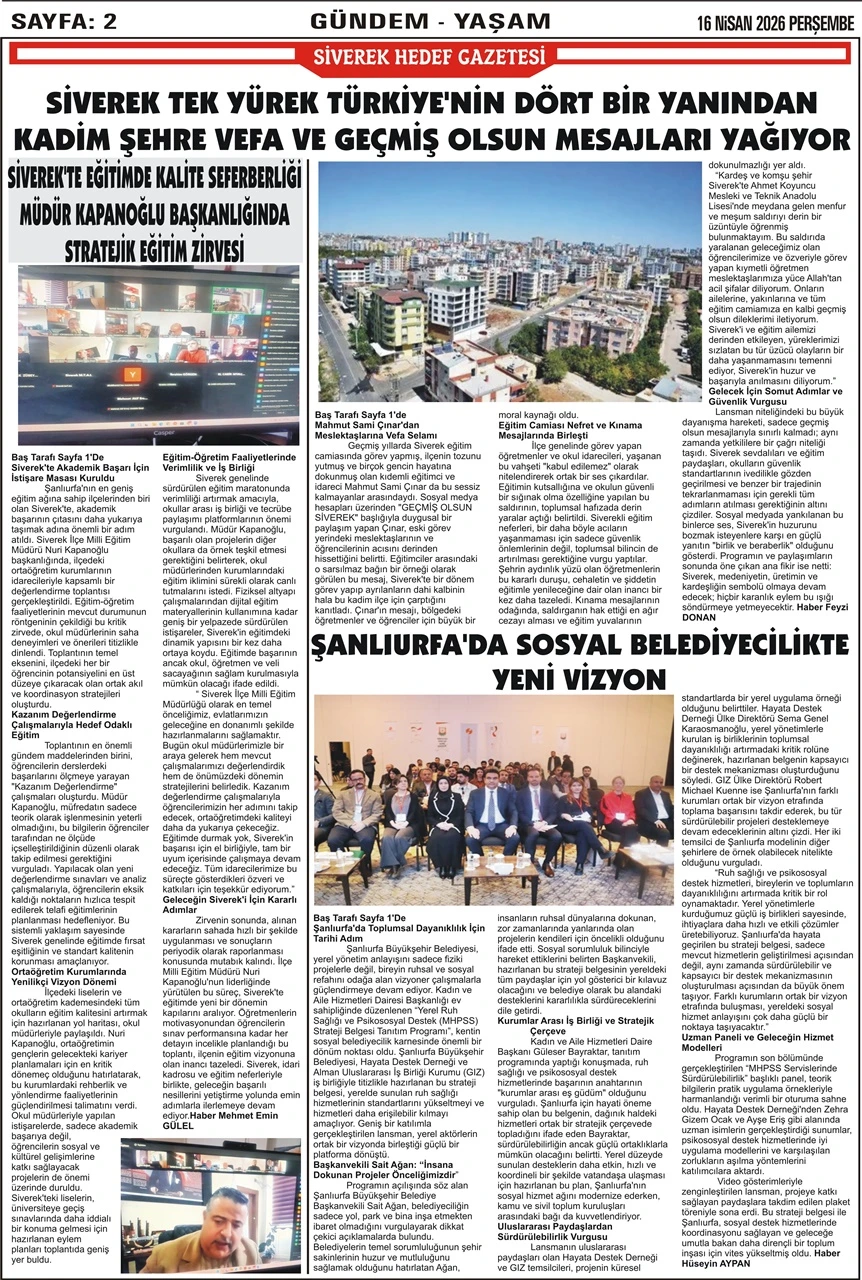 16.04.2026 Tarihli Gazetemiz
