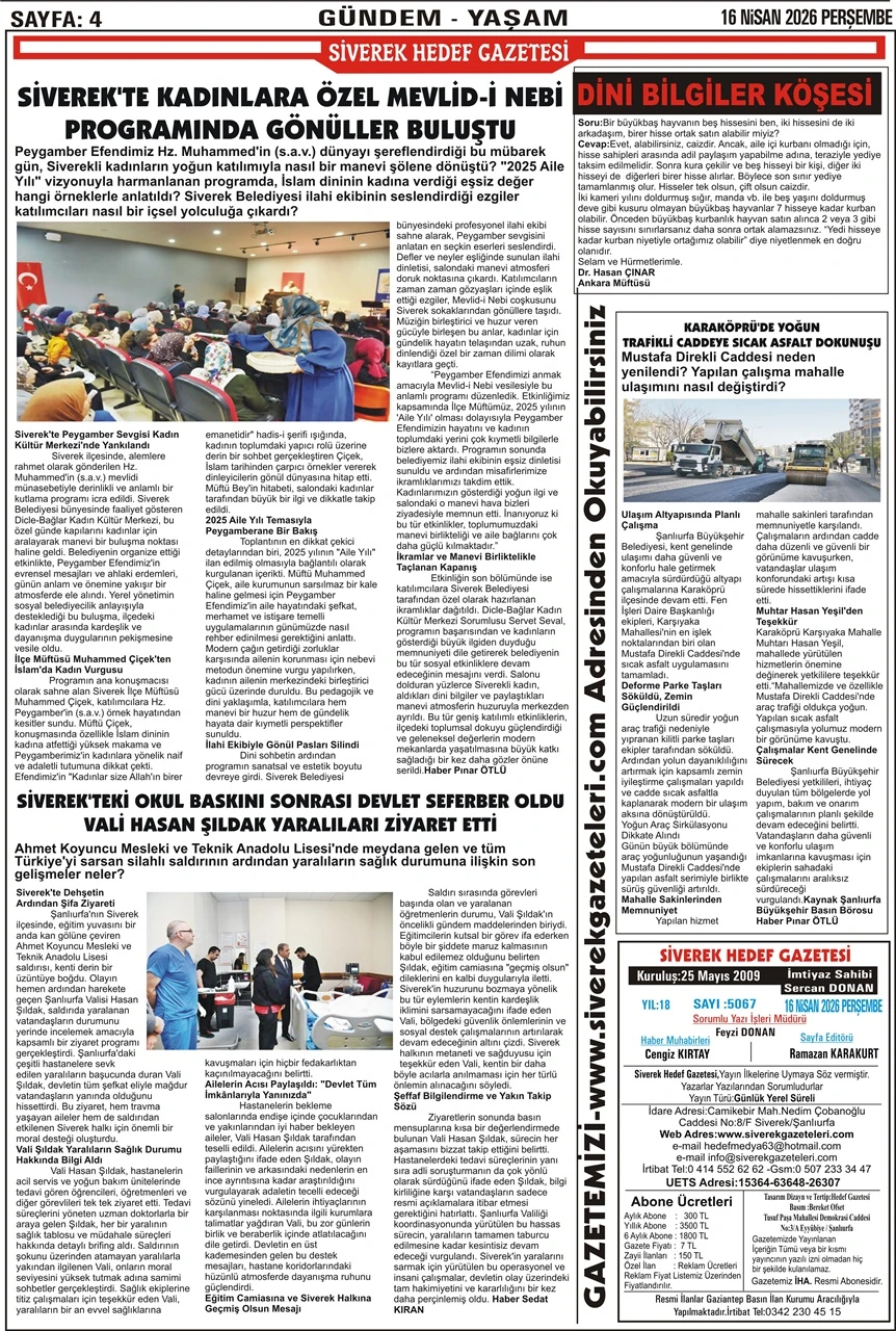 16.04.2026 Tarihli Gazetemiz