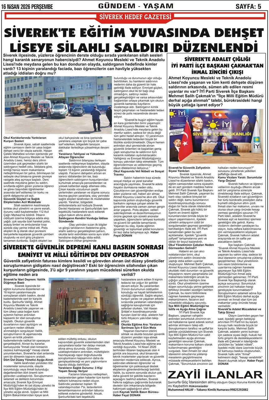 16.04.2026 Tarihli Gazetemiz
