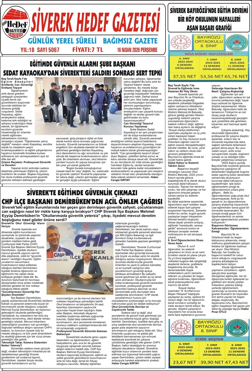 16.04.2026 Tarihli Gazetemiz
