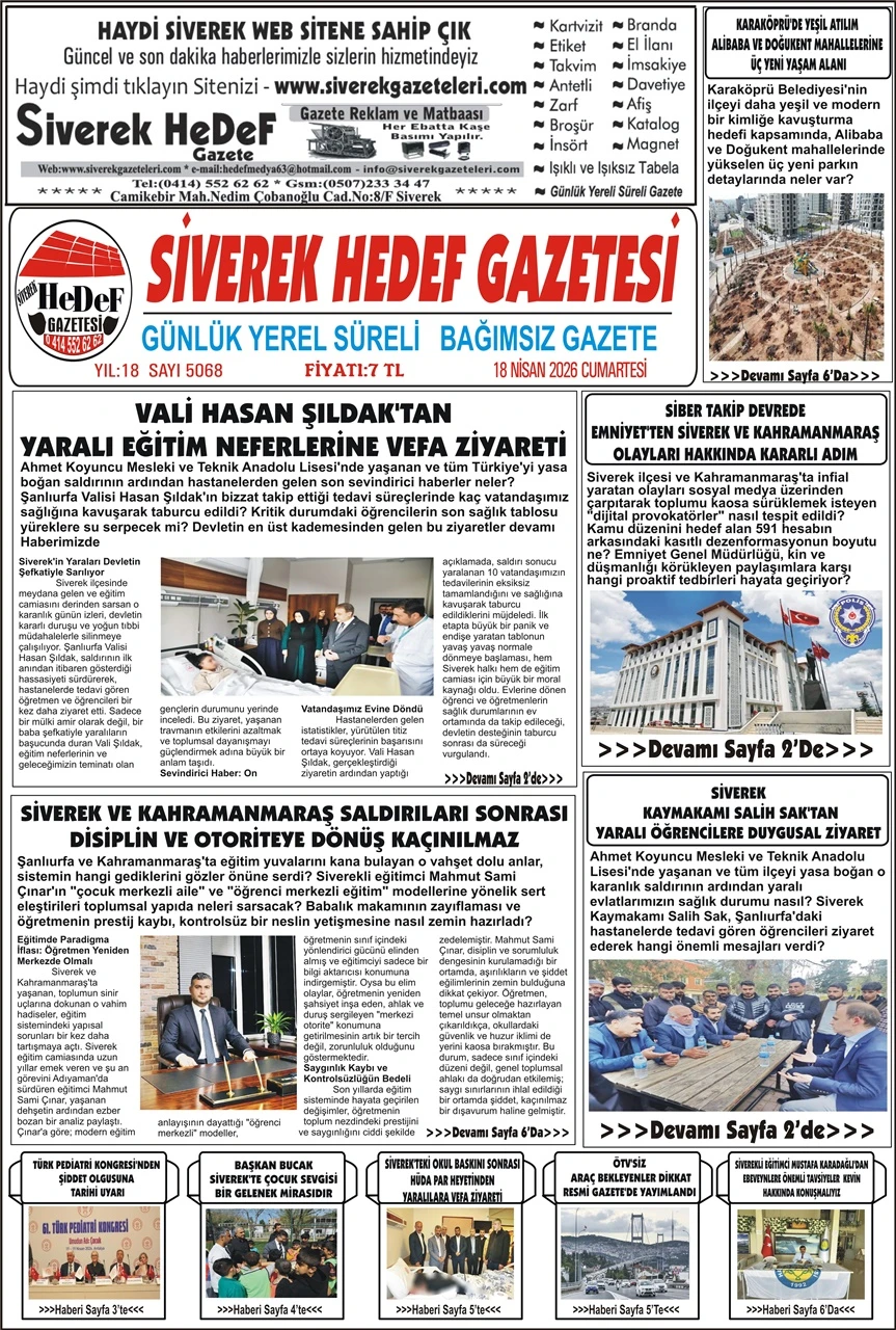 18.04.2026 Tarihli Gazetemiz