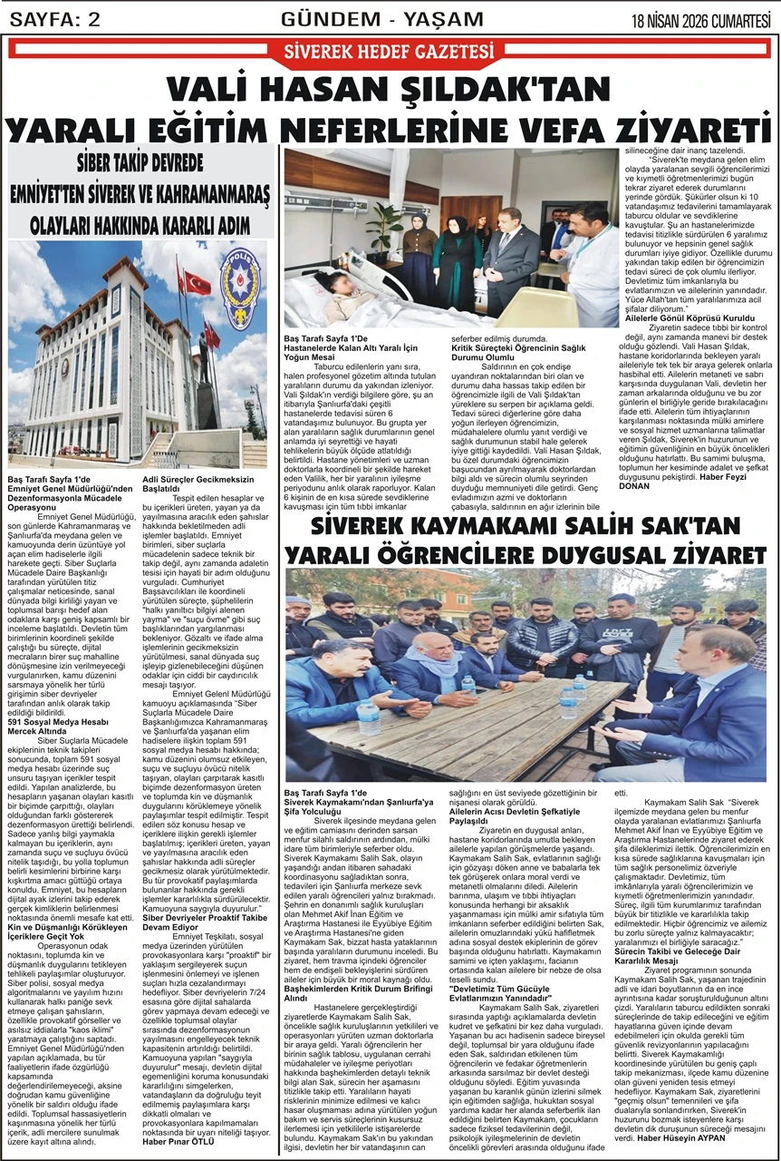 18.04.2026 Tarihli Gazetemiz