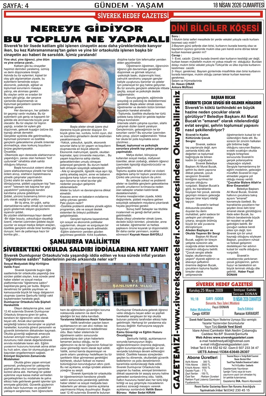 18.04.2026 Tarihli Gazetemiz