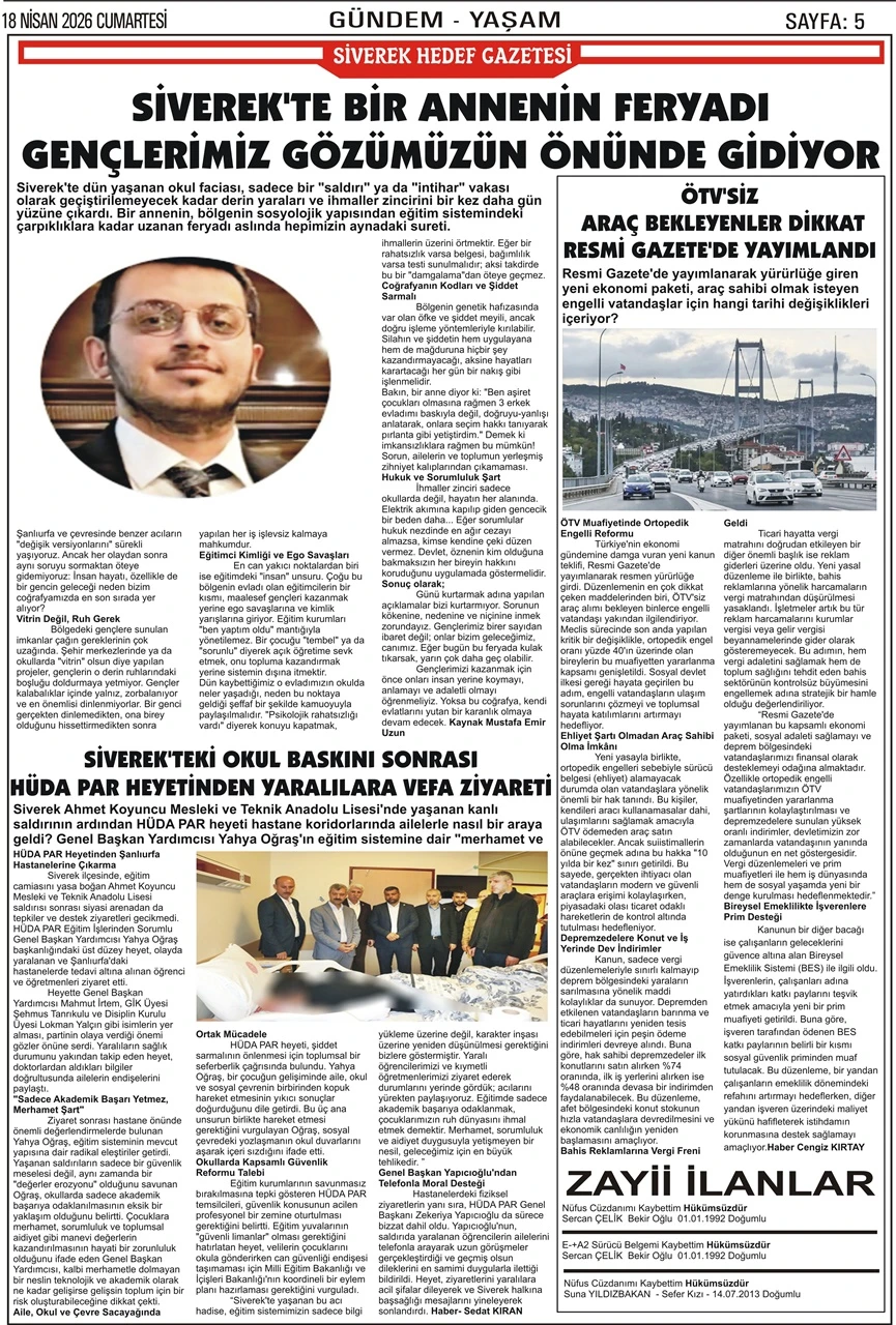 18.04.2026 Tarihli Gazetemiz