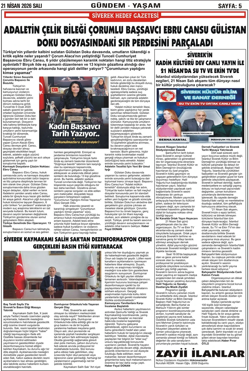 21.04.2026 Tarihli Gazetemiz