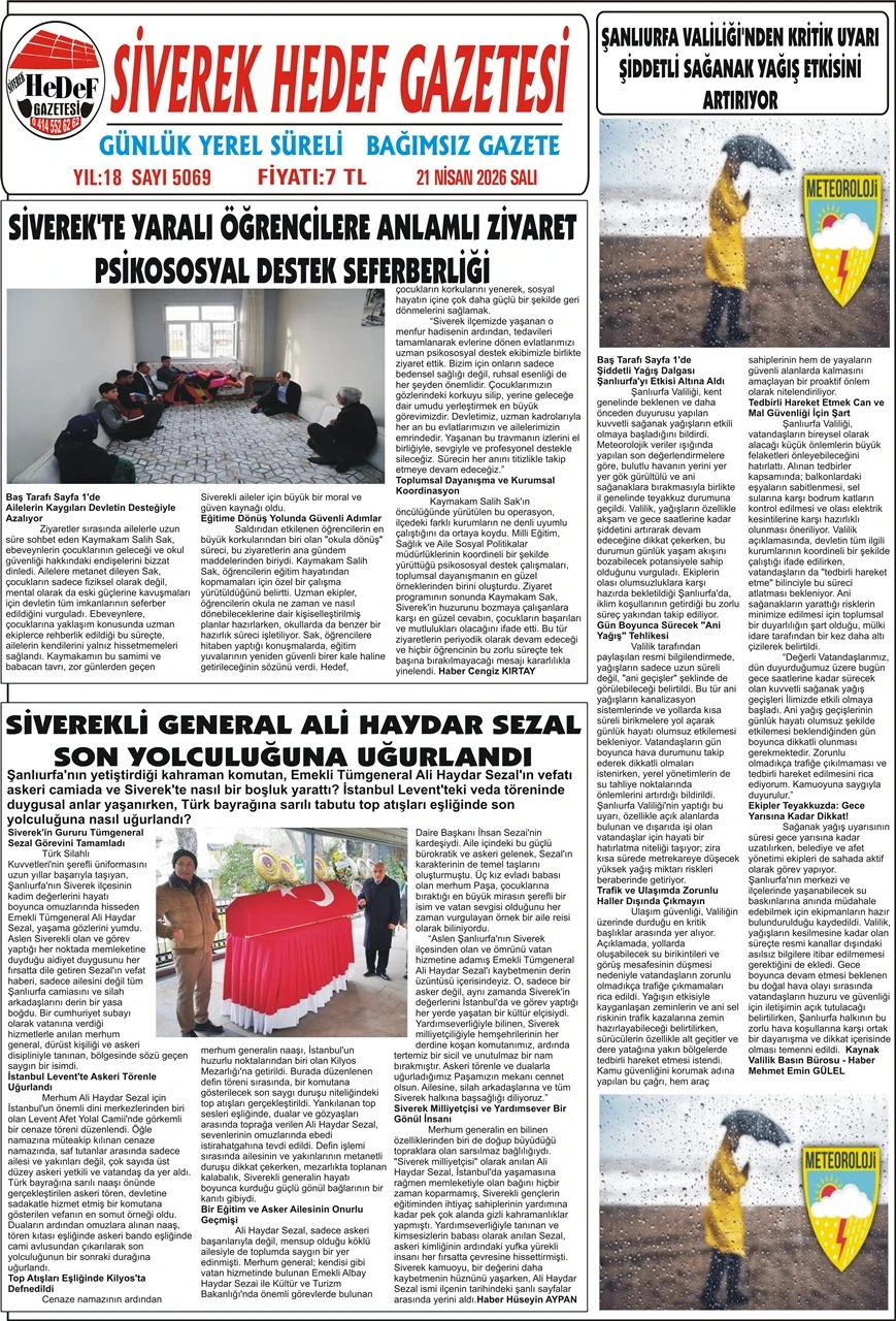 21.04.2026 Tarihli Gazetemiz