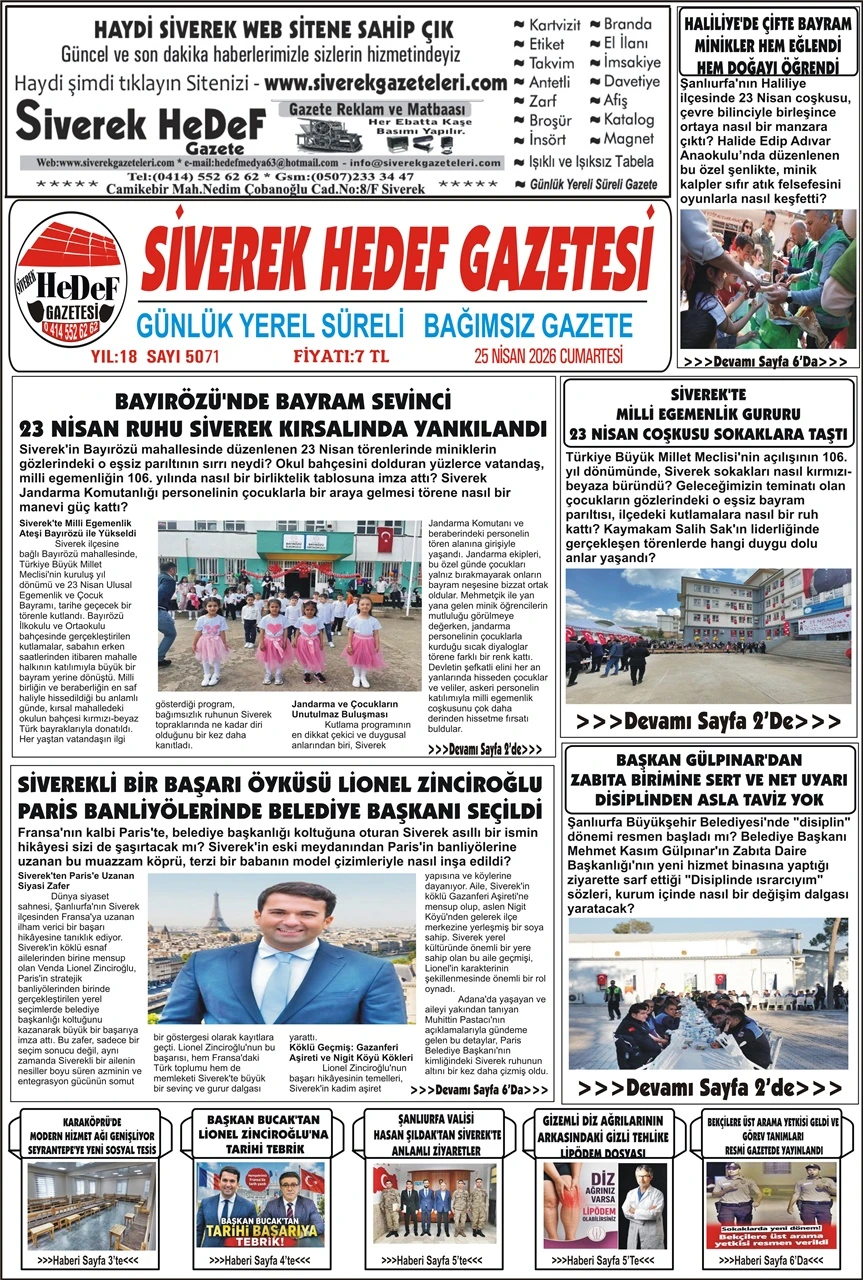 25.04.2026 Tarihli Gazetemiz