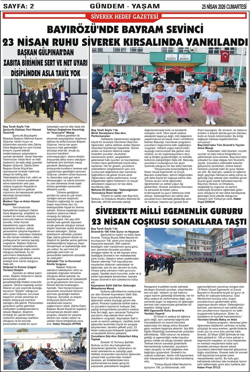 25.04.2026 Tarihli Gazetemiz